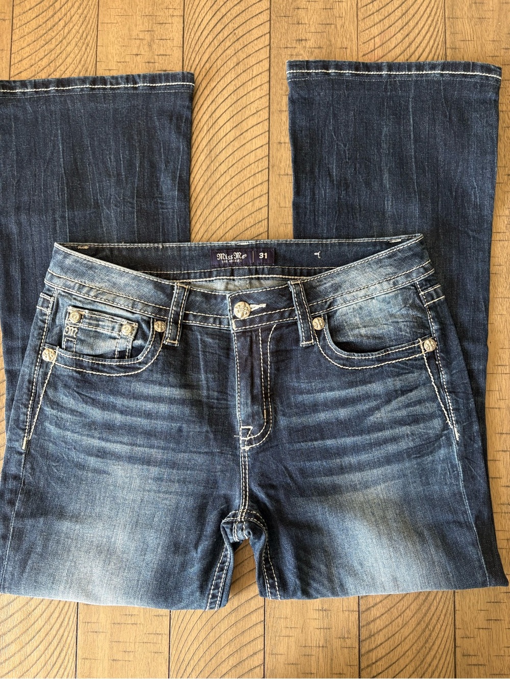 Miss Me Denim Bootcut Jeans in Dark Blue Wash